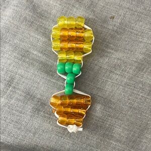 Beaded Keychain with Yellow and Green Beads